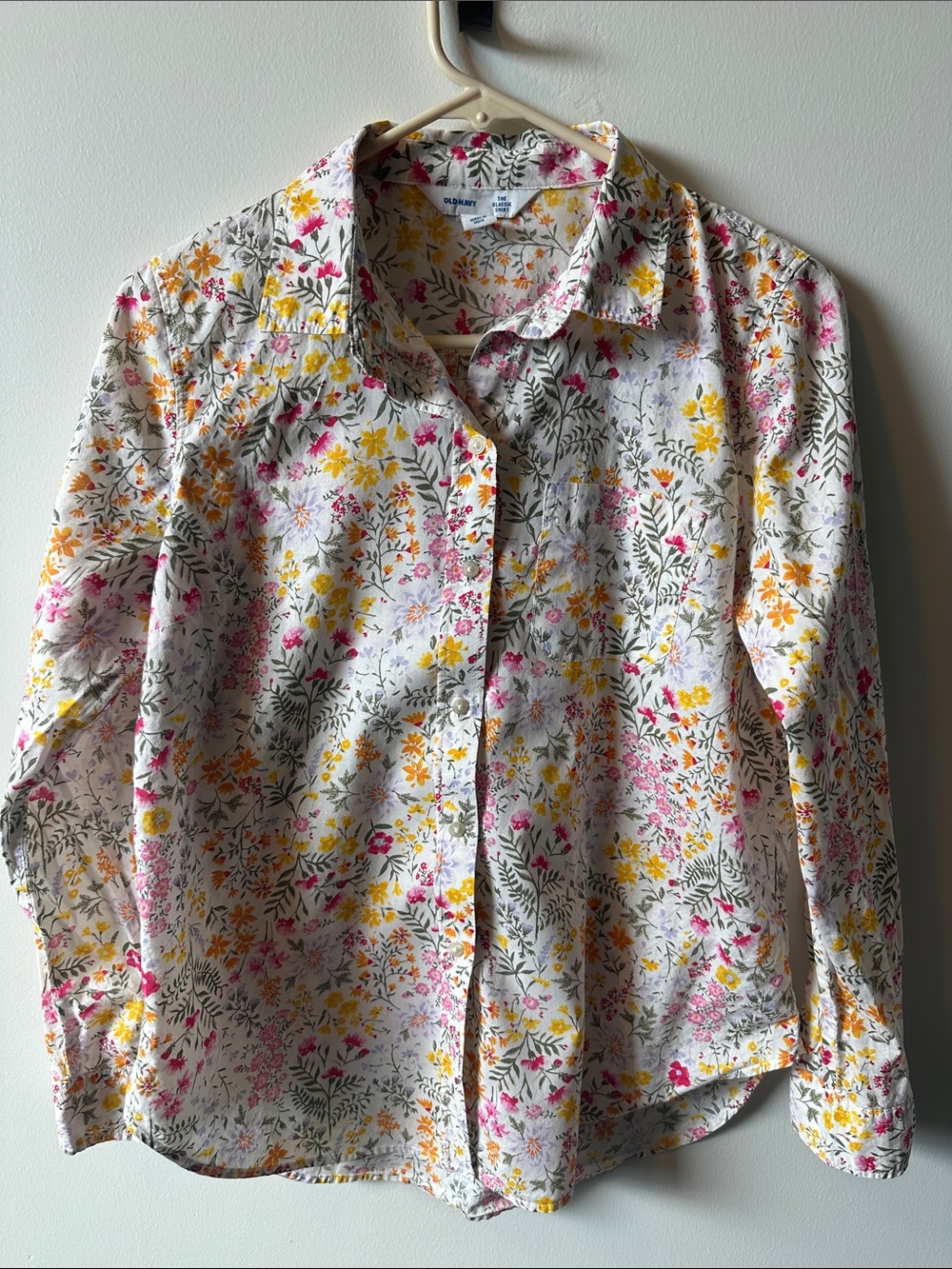 OLD NAVY White Floral Button-Down Shirt